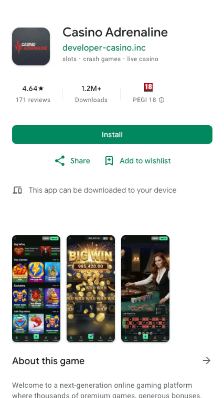 Casino Adrenaline app